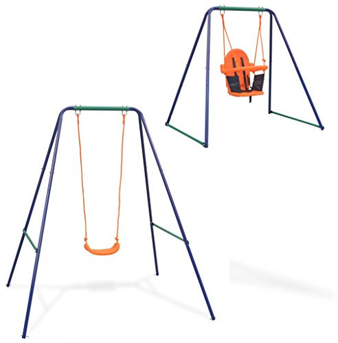 Tidyard 2-in-1 Einzelschaukel und Kleinkinderschaukel Kleinkinder-Schaukelset,Baby Garten Schaukel Babyschaukelsitz High Back Swing,Ergonomisch Schaukelsitz,Stahl und Kunststoff