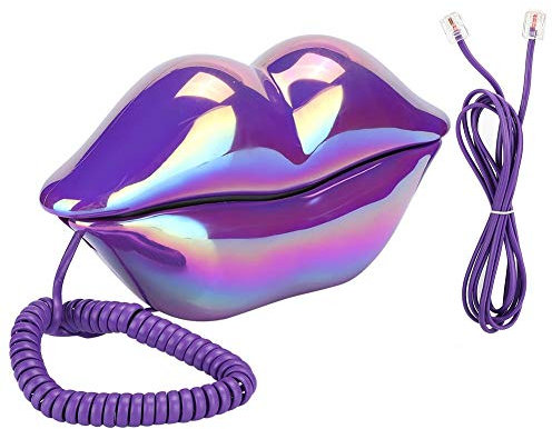 Hemtelefon, kreativa lila läppar som fasta telefoner, galvaniserade trådtelefoner i europeisk stil, ny bärbar telefon med nummerlagring för hemmet eller