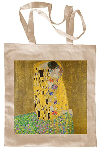 My Custom Style Borsa Shopper Cotone Beige#Arte-Il Bacio, Klimt# M70