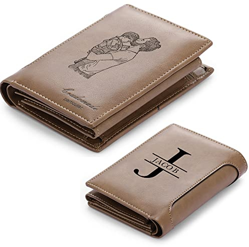 kaululu Personalisierte Geldbörse Herren Beidseitig Portemonnaie Brieftasche mit Foto Namen Gravur Männer Geschenke Valentinstag/Vatertag/Geburtstag/Weihnachten (#5)