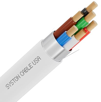 SYSTON 18/6 Fire Security Burglar Station Sound Alarm Control Cable Wire, Plenum-Rated CMP/CL3P Shielded 100% Copper Stranded UL/ETL,UV Resistant RoHS for Indoor/Outdoor Low Voltage Applications Use