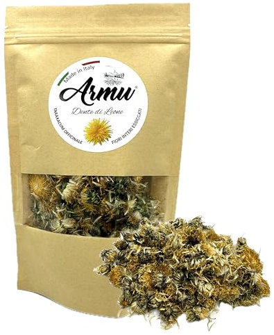 Armu – Fleurs de Pissenlit Séchées d’Italie 20g – 100% Naturelles – Récolte Manuelle – Tisane Détox – Infusion Purifiante au Pissenlit