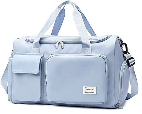 Suruid Sports Gym Duffel Bag with Shoes Compartment and Dry Wet Separated Pocket for Men and Women - Blue