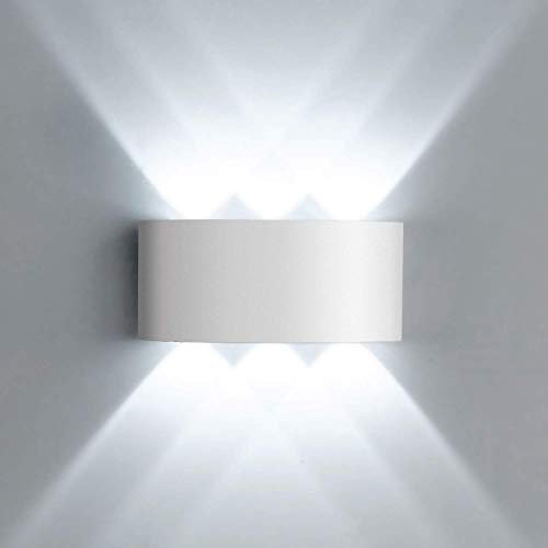 Lightsjoy LED 6000K Applique da Parete, Interno Esterno Lampada da Parete, Moderno IP65 Impermeabile Up Down Lampade da Muro, Alluminio 6x120 ° Angolo del Fascio (Bianco Freddo)