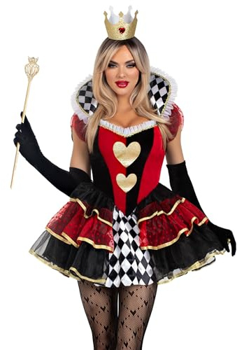 Leg Avenue 87219 10103 2 st Hjärtan Queen of Hearts Halloween Kostym, Flerfärgad, L