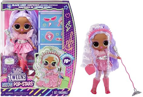 L.O.L. Surprise! Tweens Neon Pop Stars - Kitty K - 1 Fashion Doll, with Backlight Surprises and 10+ Pop Star Fashions and Accessories Including Retro Mic Stand, Present for Kids Ages 4+