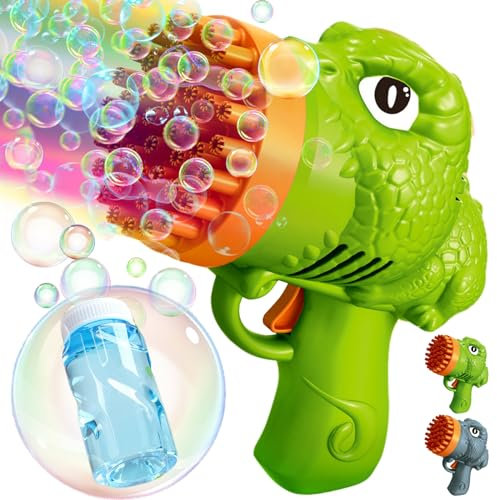 YOUYIKE Dinosaurier Seifenblasenpistole Kinder, Seifenblasenmaschine Kinder, 44 Löchern Bubble Gun, mit Seifenblasen Flüssigkeit, Blasenspielzeug Geschenk für Outdoor, Hochzeit, Geburtstag Party