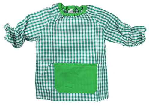 various Skolklänning för barn, barn, pojkar, flickor, dagis och skola, fyrkantig med en elastisk ficka på manschetten och halsen, grön, 3 år