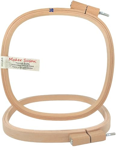 Maker Susan 12 inch x 12 inch (30.5 cm x 30.5 cm) Square Beechwood Quilting Hoop, Beechwood Cross Stitch Hoop with Adjustment Screw, Embroidery Hoop, Quilting Frames, Suitable for Embroidery (Square)