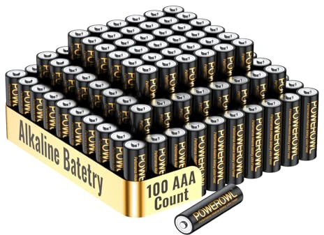 POWEROWL - Alkaline AAA Batteries 100 Pack - High-Capacity 1.5v Long Lasting Triple A Battery, 10-Year Shelf Life