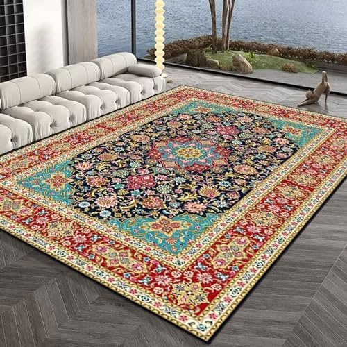 estera de la silla para pisos de alfombra， Alfombra de cocina for comedor, alfombra de dormitorio, alfombra de tacto suave, alfombras lavables de diseño Vintage de retales coloridos for decoración del