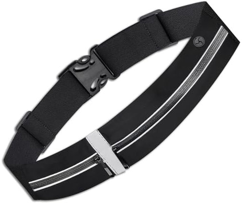 Ceinture de Course,Ceinture de Course À Pied avec Sangle Élastique Réglable,Running Belt,Portable Sac Banane,Sac Running Homme et Femme,pour Sport a Pied, Jogging(Noir)
