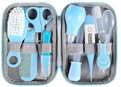 Kit De Cuidado Para Bebés | Juego de 18 Piezas para el Cuidado en Guarderías con Peine - Cepillo de Dientes de Dedo Pequeño para Baño Bolso de Viaje Niños Rutina de Baño Cortepelo