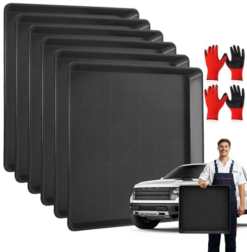 Poweka 6 Vasca di Raccolta per Auto, 58 x 55 x 3 cm, Vaschetta Dell'olio del Telaio Universale, Vasca Raccolta Olio Motore, Mantenere Il Garage Sicuro e Pulito