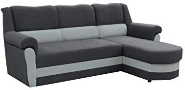 mb-moebel kleines Ecksofa Sofa Eckcouch Couch mit Schlaffunktion und Bettkasten Ottomane L-Form Schlafsofa Bettsofa Polstergarnitur Cannes (Grau, Ecksofa Rechts)