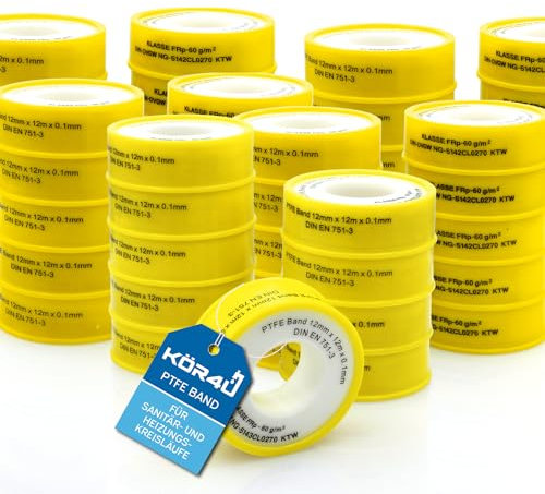 kör4u 50 x nastro in teflon DVGW per gas e acqua PTFE nastro sigillante