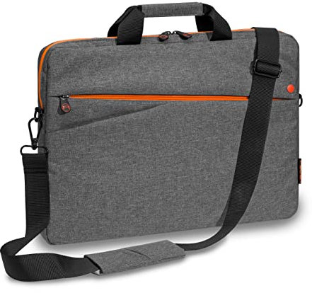 Pedea Laptoptasche Fashion Notebook-Tasche bis 17,3 Zoll (43,9 cm) Umhängetasche mit Schultergurt, grau/orange