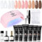 Modelones Polygel Set Poly Gel Nägel Rosa Weiß 6 Farben Starter Set Komplett mit UV Lamp 20W und Slip Solution Base Top Coat Acrylnägel für Quick Extension Selber Machen Valentinstag