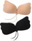 MIVAIUN 2 Pack Push Up Invisible Bra with Drawstring, Strapless Bras for Women, Adhesive Bra, B Cup, Beige and Black, Reusable Backless Bra, Comfortable and Breathable, for Party, Wedding (B Cup)