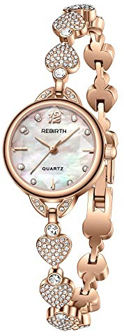 Avaner Damenuhr mit Analoges Display Armbanduhr Damen Quarz Uhr Kristalluhr Verstellbar 3ATM Wasserdicht Herz Diamant Armbanduhr für Damen