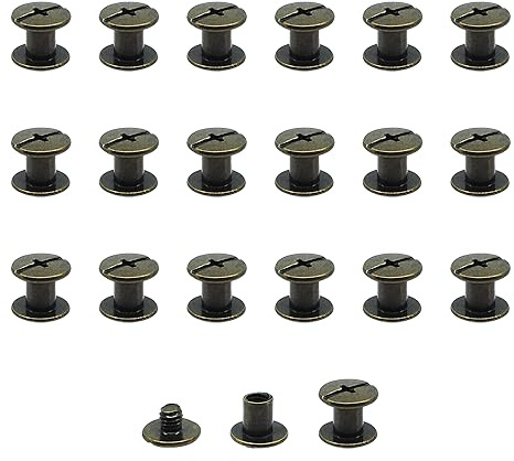 JJWNMLL 20 Sets Chicago Screw Posts,M5*6mm Rivet Binding Screws Bronze | Metal Rivet Replacement Repair for Bags, Collar, Harness, Luggage, Purse, Dog Lead, Backpack, Belt