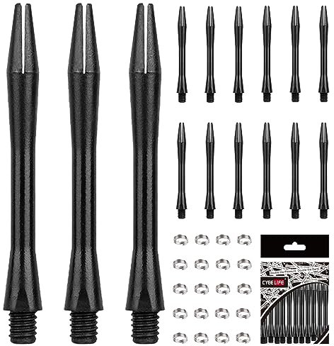 CyeeLife Dart-Schäfte,15 Stück Dart Shafts mit 20 O Ringe,4, Dart Zubehör für Dartpfeile (Schwarz)