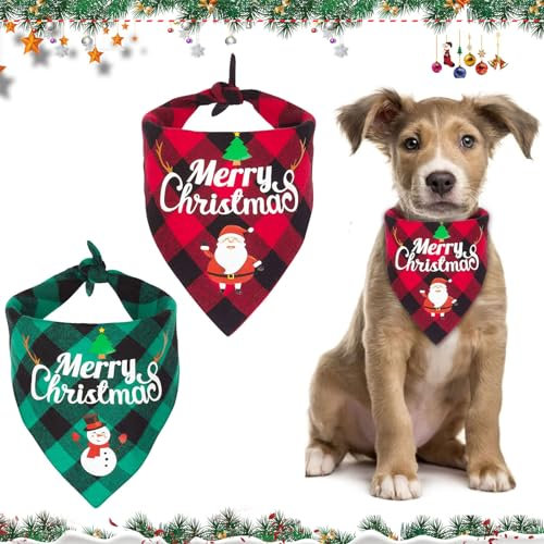 2 Stück Weihnachtshalstuch Hunde Zubehör, Süße Haustier-Hunde Halstuch, Dreieck Hunde Halstuch, Katze und Hund Halstuch, Hundehalstuch Personalisiert Schal Halstuch für Weihnachten Haustier Kostüm (A)