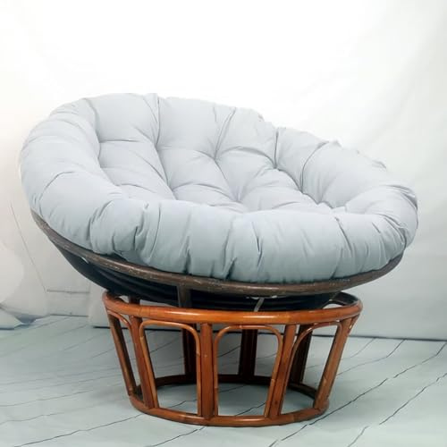 Hovoto Coussin Rond Épais pour Fauteuil Papasan - Confortable et Doux - Idéal pour Jardin, Pivotant, Panier, Balcon - Gris, 130 x 130 cm