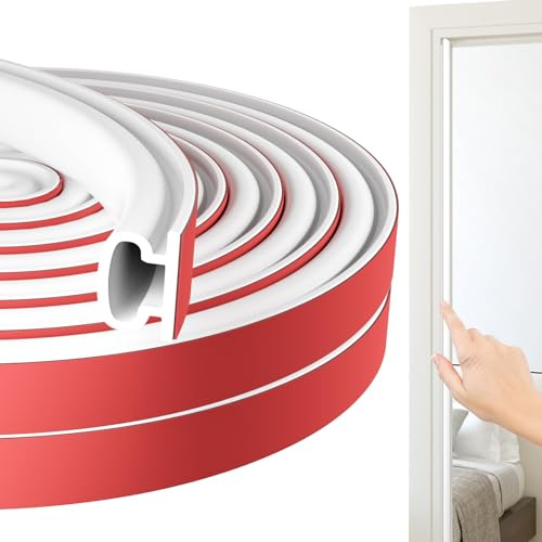 Jobon Draught Excluder for Doors - Weather Stripping Door Seal Strip, Window Soundproofing Door Sealing Strip, Rubber Self-Adhesive Draft Excluder Tape for Door Frame Window Insulation (15M, White)