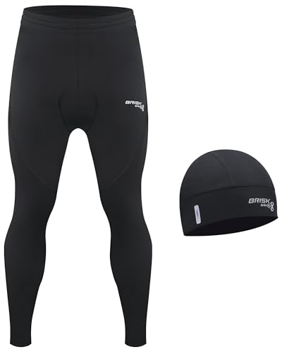 Brisk Bike Cykelbyxor Herr Cykelleggings 3D Vadderade cykeltights Vattentäta och lätta vintercykelbyxor Utomhuscykelbyxor (DE/NL/SE/PL, Alfa, XXL, Regelbunden, Regelbunden, Black)