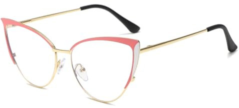 LJCZKA Occhiali Luce Blu Donna Occhi di Gatto, Montatura Occhiali da Vista Donna Metallo Anti Affaticamento per Computer Gioco Lettura