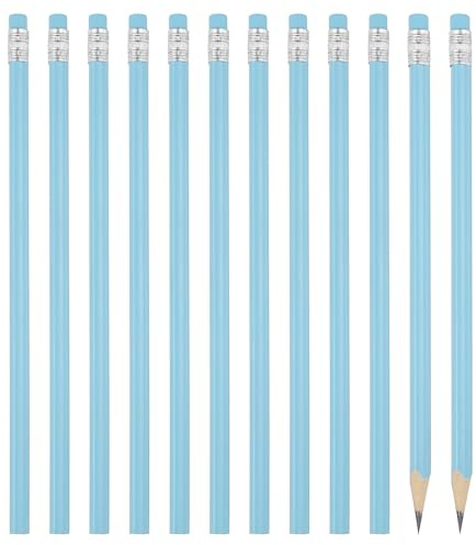PATIKIL Runda pennor, 12-pack triangel HB grafitpenna träpennor med radergummi för klassrum kontor skrift ritningsmaterial, blå