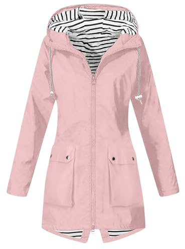 Chubasquero Mujer Impermeable Chaqueta de Lluvia Active al Aire Libre Con Capucha para Senderismo Esquí Viajes Cortavientos Montañismo