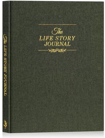 Lanpn Grandparents Life Story Journal Book with Prompts, Linen Legacy Journal Mom Dad Story Memory Keepsake Journal, Tell Me Your Life Story Memory Book to Fill Out, Grandpa Grandma Parent Gift,Green