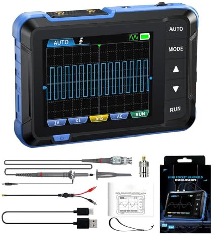 DollaTek Osciloscopio portátil Osciloscopio de tableta 2 EN 1 multifunción Mini generador de señal Osciloscopio digital 5MS/s Frecuencia de muestreo Osciloscopio 1M de ancho de banda
