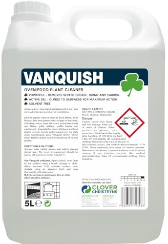 Vanquish Professional Oven and Food Plant Cleaner, Heavy-Duty Gel, Grease and Carbon Remover Christeyns Clover (5 Ltr)