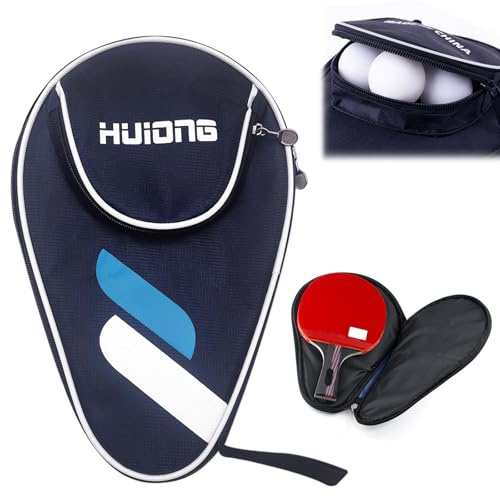 iTYOOS Housse Raquette Ping Pong pour 1 Raquette et 3 Balles, Sac de Ping Pong, Sac de Raquette de Tennis de Table, Accessoires de Raquette de Ping Pong, Housse de Ping Pong