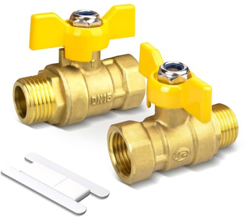 Bwintech 2 Pcs 1/2 Male BSP to 1/2 Female BSP in Brass, Ball Valves with Wing Handle 180 Degree Shut Off Switch Operation Handle Valve Pipe Fittings
