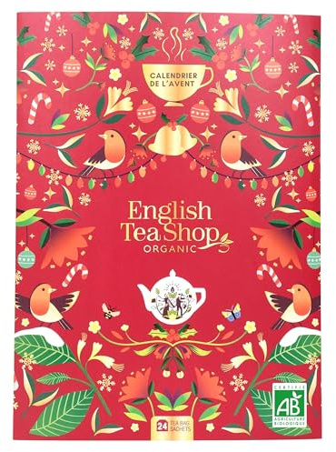 English Tea Shop – Calendrier de l’Avent thé et infusions 2025 biologiques en forme de livre – 24 sachets à découvrir en tournant les pages – Coffret cadeau de Noël