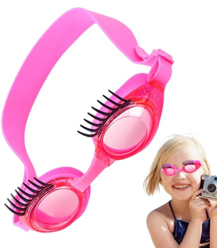 Lunettes de natation pour filles, lunettes de natation pour cils, lunettes de cils pour fille, antidérapantes et anti-fuites, ajustement réglable, protection UV, lunettes avec étui de protection