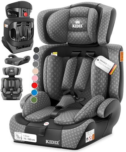 KIDIZ Seggiolino auto Triangle Premium per bambini, seggiolino auto | 9 kg - 36 kg 1-12 anni | gruppo 1/2/3 | universale | omologato secondo ECE R129/03