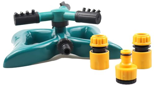 Molyorch 360 graders roterande trädgård sprinklersystem, 3-arm roterande trädgårdsbevattning gräsklippare, för stort områdeskydd, gräsmatta och gårdssprinkler