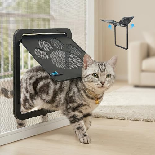 Pet Prime Cat Flap for Screen Door, Self-Closing Dog Door with Lock, 20x25cm Small Silent Pet Door, Durable Frame, Easy Install Pet Gate for Cats and Small Dogs (S - for Cats and Small Dogs)