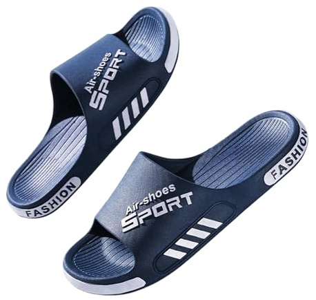 Ciabatte Uomo Strisce Sport Mare Piscina Doccia Pantofole Fascia Leggere Comode Antiscivolo Calzature Aperte Relax Palestra Viaggio Tempo Libero Moderne Anatomiche Ergonomiche Estive Adulto (Navy, 43)