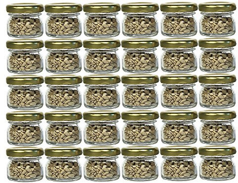 Lot de 30 pots à couvercle rond Mini Bocaux en Verre – Capacité 30 ml – Couleur or – To 43 Miel Fruits Confiture avec couvercle Moutarde, Miel, Verres, bocaux, probier Verres, apiculteurs