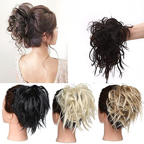 TESS Haarteil Dutt Haargummi mit Haaren Glatt struppige Haarknoten Hochsteckfrisuren günstig Haarverlängerung für Frauen 45g Dunkelbraun