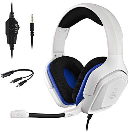 The G-LAB Korp Cobalt Gaming Headset - Stereo Mikrofon, Ultraleicht, Ultra Bass Stereo Headset - 3,5 mm Klinke für PC PS4 PS5 Xbox One Mac Nintendo Switch Tablet Smartphone (weiß)