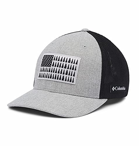 Columbia Unisex Tree Flag Mesh Ball Cap Baseballkappe, Grau meliert/Schwarz, L-XL