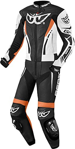 Berik Monza Damen 2-Teiler Motorrad Lederkombi, schwarz/weiß/orange, 44