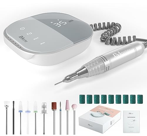 JCMASTER Ponceuse pour Ongles Professionnelle, 35000 tr/min, Affichage LED, Contrôle Tactile, sans Vibration Lime à Ongles Électrique avec 10 Embouts Nail Drill pour Retirer le Vernis/Gel/Cuticules